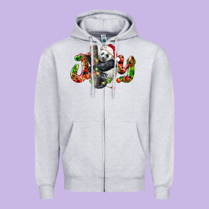 Panda Joy Christmas Zipper Hoodie Designed By Lillyallendesigns