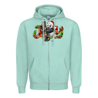 Seafoam panda joy christmas Zipper Hoodie - LillyAllenDesigns