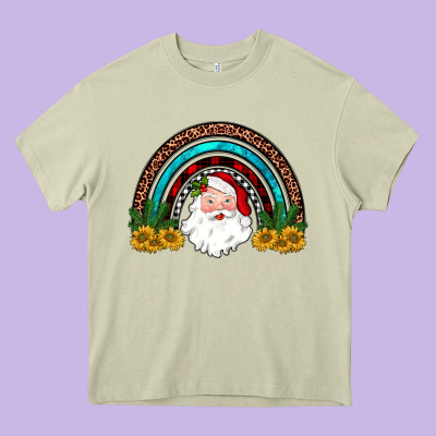 Santa Rainbow Heavy Core Tee Designed By Jahusdesignshop