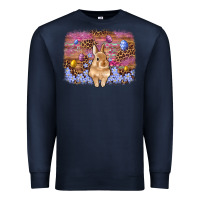 Navy easter bunny egg leopard background Premium Sweatshirt - Artiststas
