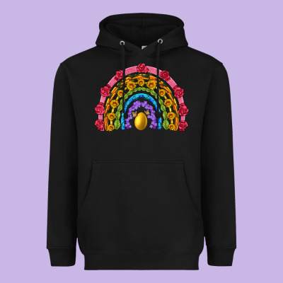 Easter And Spring With Flowers Carrots Butterfly And Sunflower Rainbow Heavyweight Hoodie Designed By Artiststas