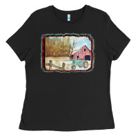 Black Christmas Barn Tractor Snow Ladies Tee - Bettercallsaul