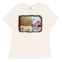 Bone Christmas Barn Tractor Snow Ladies Tee - Bettercallsaul