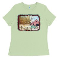 Matcha Christmas Barn Tractor Snow Ladies Tee - Bettercallsaul