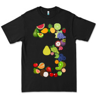 Black Number 3 Fruit 3rd birthday party fruit themed gift Idea Premium Tee - minhPixels