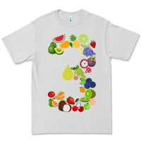 Dove Grey Number 3 Fruit 3rd birthday party fruit themed gift Idea Premium Tee - minhPixels