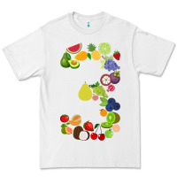 White Number 3 Fruit 3rd birthday party fruit themed gift Idea Premium Tee - minhPixels