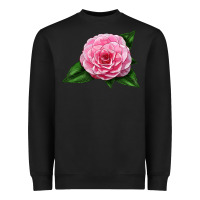 Black Camellia Flower Heavyweight Sweatshirt - LillyAllenDesigns