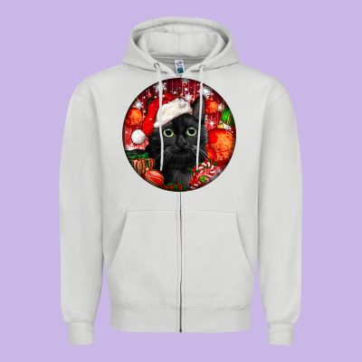Christmas Bombay Cat Zipper Hoodie Designed By Lillyallendesigns