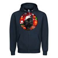 Navy christmas bombay cat Zipper Hoodie - LillyAllenDesigns