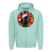 Seafoam christmas bombay cat Zipper Hoodie - LillyAllenDesigns