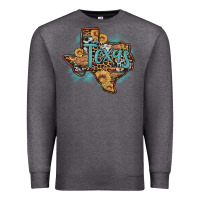 Charcoal Heather leopard cowhide sunflower texas map Premium Sweatshirt - Artiststas