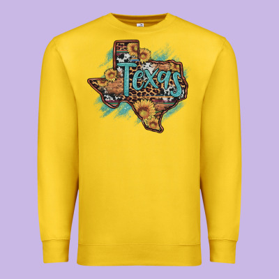 Leopard Cowhide Sunflower Texas Map Premium Sweatshirt Designed By Artiststas
