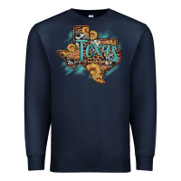 Navy leopard cowhide sunflower texas map Premium Sweatshirt - Artiststas