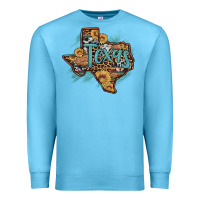 Ocean Blue leopard cowhide sunflower texas map Premium Sweatshirt - Artiststas