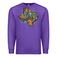 Purple leopard cowhide sunflower texas map Premium Sweatshirt - Artiststas