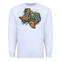 White leopard cowhide sunflower texas map Premium Sweatshirt - Artiststas