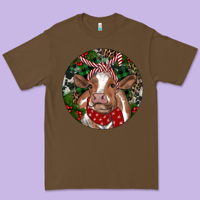 Brown Cow Christmas Premium Tee Designed By Ranaportraitstore