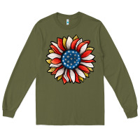 Army Green Patriotic Sunflower Long Sleeve Tee - Jasminsmagicworld