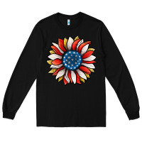 Black Patriotic Sunflower Long Sleeve Tee - Jasminsmagicworld