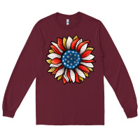 Burgundy Patriotic Sunflower Long Sleeve Tee - Jasminsmagicworld