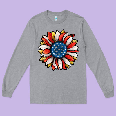 Patriotic Sunflower Long Sleeve Tee Designed By Jasminsmagicworld