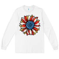 White Patriotic Sunflower Long Sleeve Tee - Jasminsmagicworld