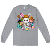 Heather Grey Easter Day Camper  Happy Easter Day Long Sleeve Tee - CowGirlArtShop