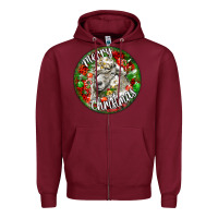 Burgundy christmas lincoln sheep Zipper Hoodie - LillyAllenDesigns