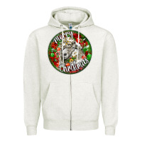 Oatmeal Heather christmas lincoln sheep Zipper Hoodie - LillyAllenDesigns