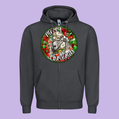 Christmas Lincoln Sheep Zipper Hoodie Designed By Lillyallendesigns