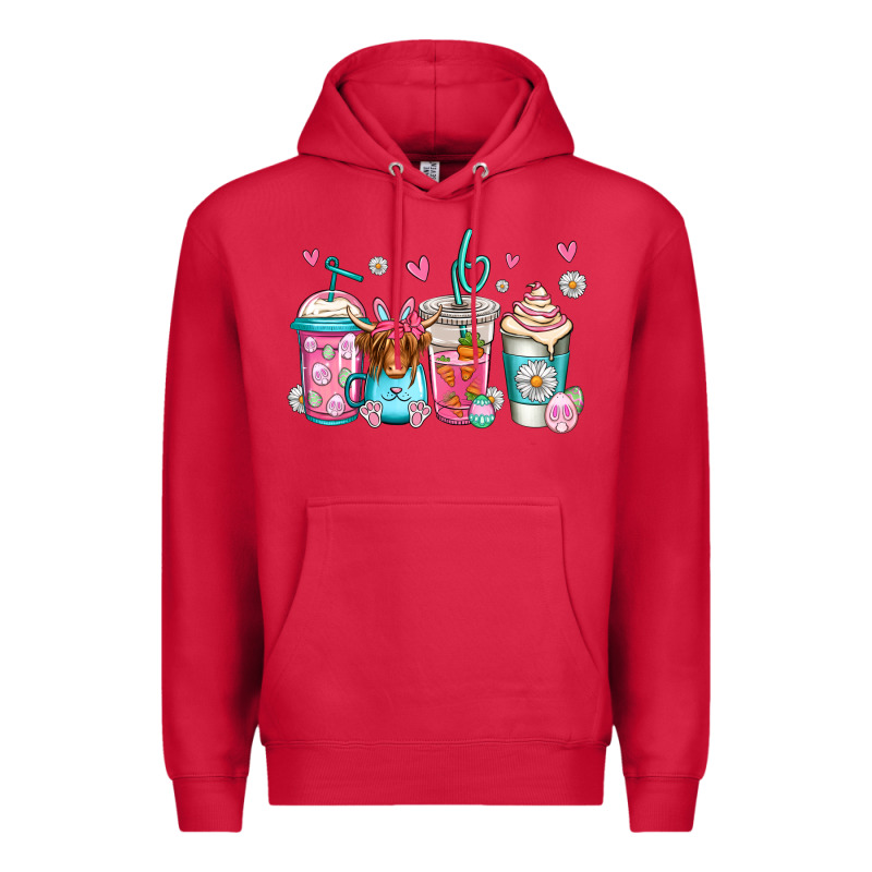 Easter Longhaired Cow Coffee Cups Premium Hoodie by Jasminsmagicworld | Teevron