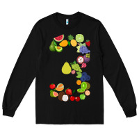 Black Number 3 Fruit 3rd birthday party fruit themed gift Idea Long Sleeve Tee - minhPixels