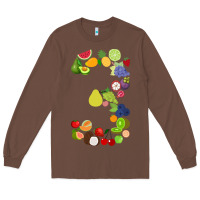 Chestnut Number 3 Fruit 3rd birthday party fruit themed gift Idea Long Sleeve Tee - minhPixels