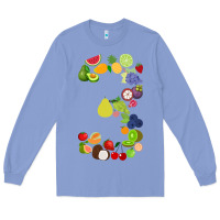 Colony Blue Number 3 Fruit 3rd birthday party fruit themed gift Idea Long Sleeve Tee - minhPixels