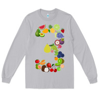 Moon Dust Number 3 Fruit 3rd birthday party fruit themed gift Idea Long Sleeve Tee - minhPixels