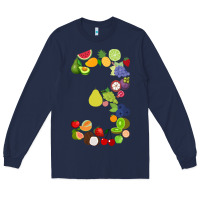 Navy Number 3 Fruit 3rd birthday party fruit themed gift Idea Long Sleeve Tee - minhPixels