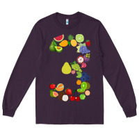 Plum Number 3 Fruit 3rd birthday party fruit themed gift Idea Long Sleeve Tee - minhPixels