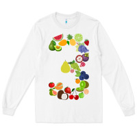 White Number 3 Fruit 3rd birthday party fruit themed gift Idea Long Sleeve Tee - minhPixels