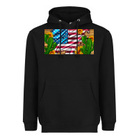 Black usa flag and cactus and sunflowers with leopard and wood license  plat Heavyweight Hoodie - Artiststas