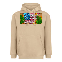 Mushroom usa flag and cactus and sunflowers with leopard and wood license  plat Heavyweight Hoodie - Artiststas