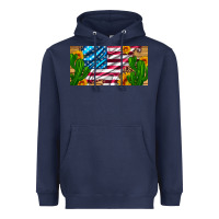 Navy usa flag and cactus and sunflowers with leopard and wood license  plat Heavyweight Hoodie - Artiststas