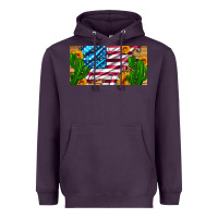 Usa Flag And Cactus And Sunflowers With Leopard And Wood License  Plat Heavyweight Hoodie | Teevron