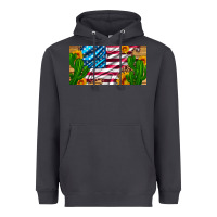Smoke usa flag and cactus and sunflowers with leopard and wood license  plat Heavyweight Hoodie - Artiststas