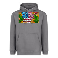 Storm usa flag and cactus and sunflowers with leopard and wood license  plat Heavyweight Hoodie - Artiststas