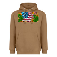 Toasted Coconut usa flag and cactus and sunflowers with leopard and wood license  plat Heavyweight Hoodie - Artiststas