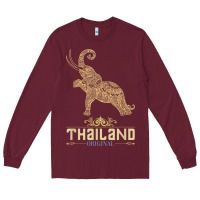 Burgundy Thai Flag Vacation Bangkok Travel Thailand Long Sleeve Tee - minhPixels