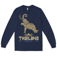 Navy Thai Flag Vacation Bangkok Travel Thailand Long Sleeve Tee - minhPixels