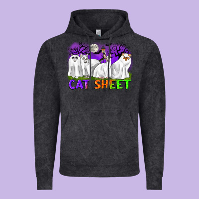 Cat Sheet Ghost Cats Halloween Vintage Hoodie Designed By Cowgirlartshop