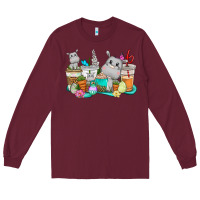 Burgundy Easter Hippopotamus coffee cups Easter Day Long Sleeve Tee - CowGirlArtShop